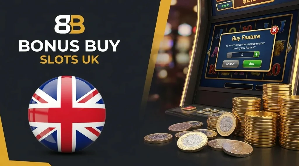 Bonus Buy Slots UK cost bands with UK flag and buy feature dialog